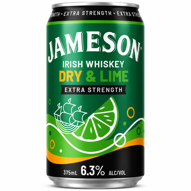 JAMESON DRY & LIME CAN 6.3% 375ML