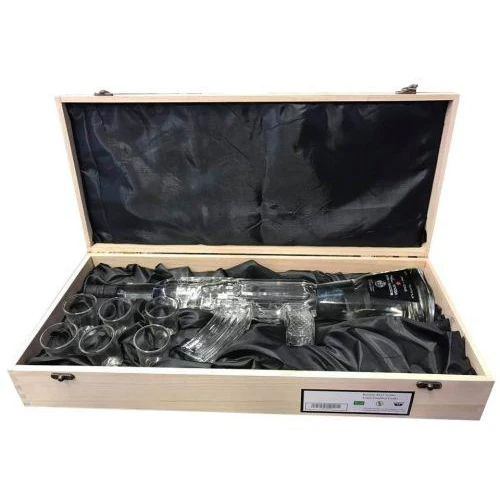 Russian AK47 Vodka Gun - Wooden Gift Set 700ml