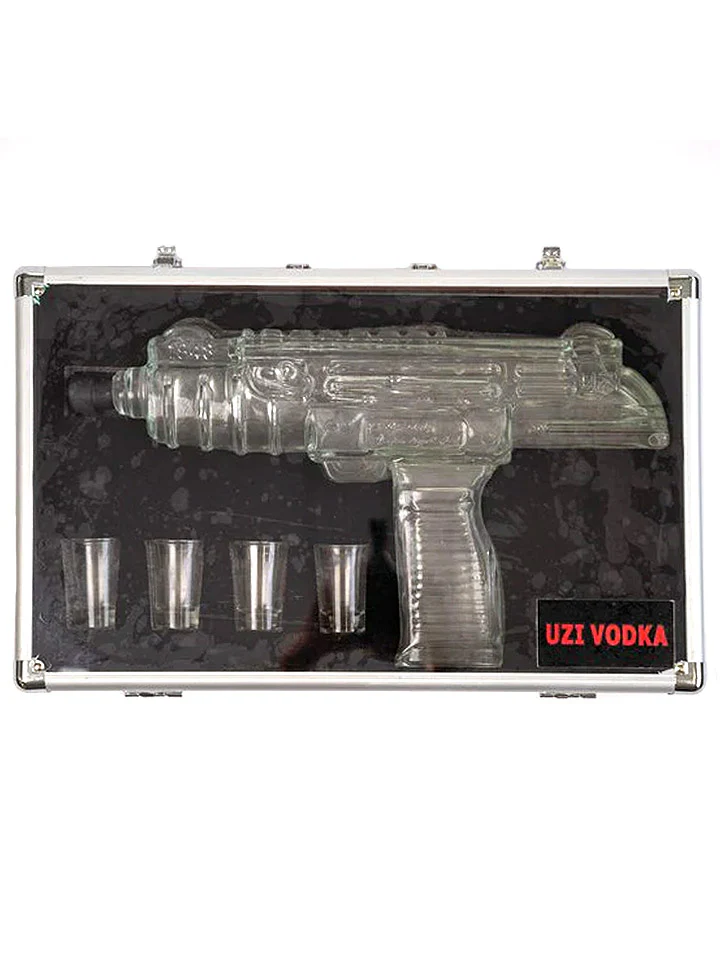 Mini Uzi Vodka Gun with 4 shot glasses 1L