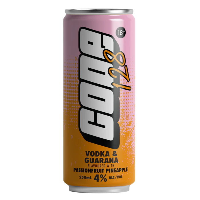 Code 128 Vodka and Guarana Passionfruit Pineapple 250mlx24