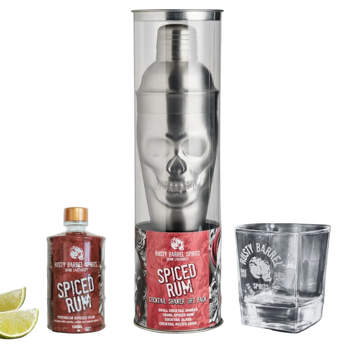Rusty Barrel Rum Skull Cocktail Shaker Gift Set 700ml