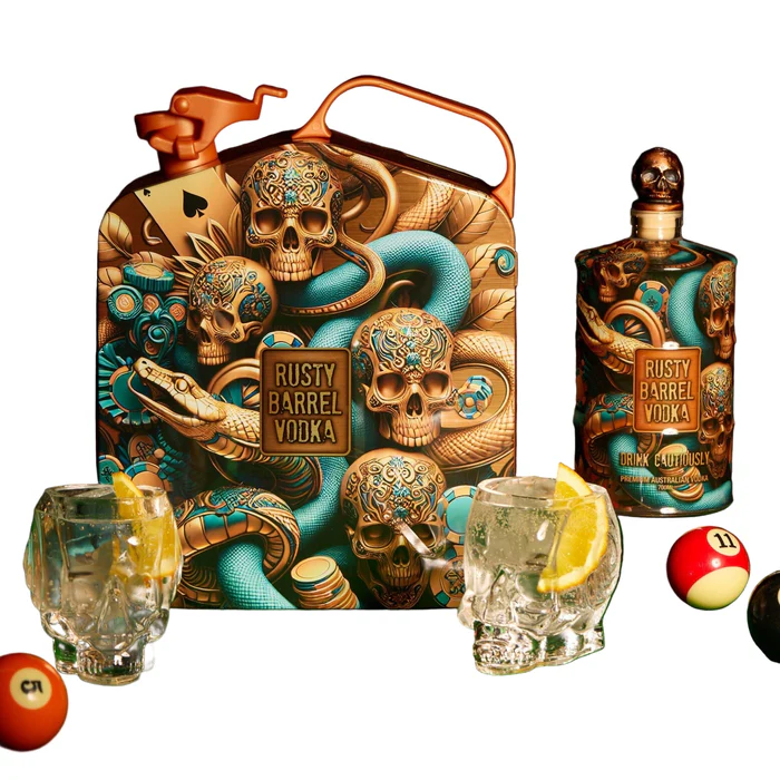 Rusty Barrel Vodka Jerry Can Copper Strike Limited Edition Bronze Gift Pack 700ml