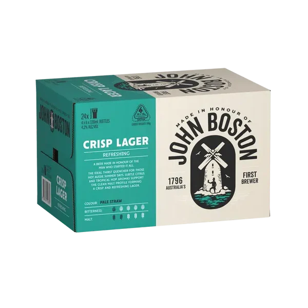 John Boston Crisp Lager Bottle 24x330ml