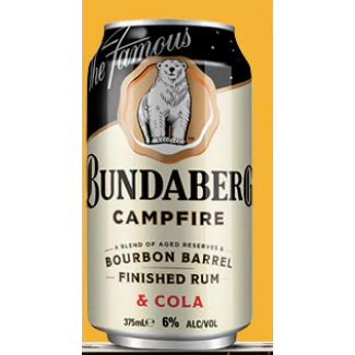 Bundaberg Campfire Bourbon Barrel Rum and Cola Cans 375ml