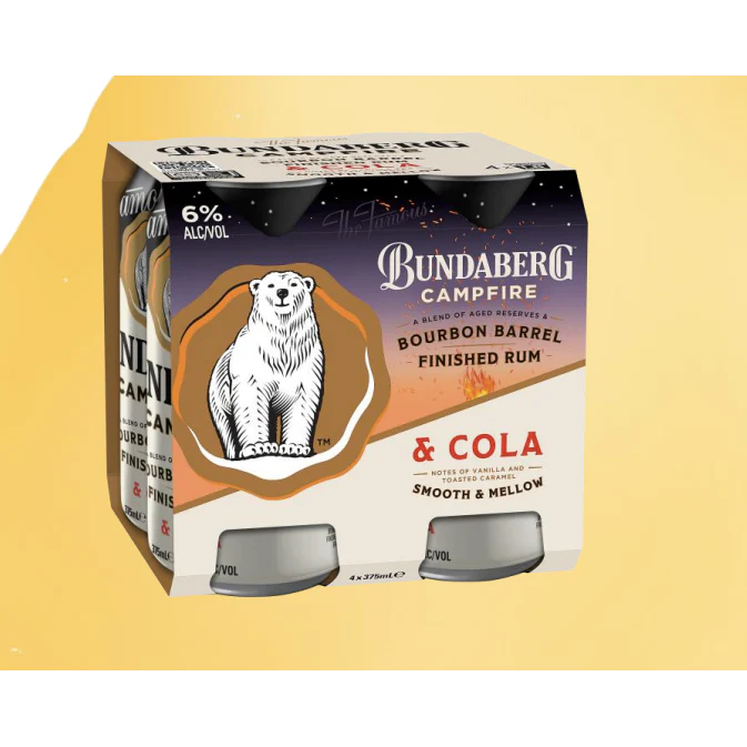 Bundaberg Campfire Bourbon Barrel Rum and Cola Cans 375ml